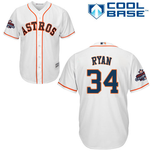 Astros #34 Nolan Ryan White Cool Base World Series Champions Stitched Youth MLB Jersey